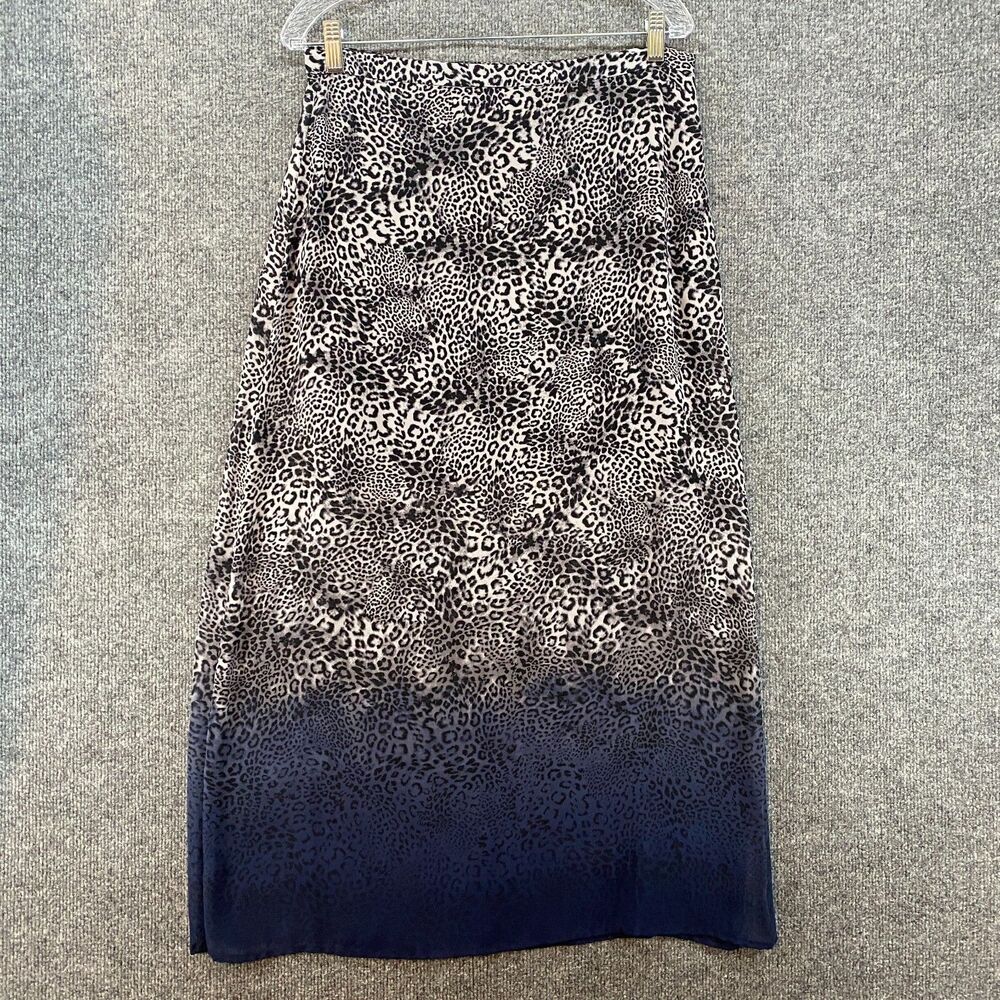 Vince Camuto Skirt Womens 8 Leopard Print‎ Straight Slit Midi Ladies Y2K 90s